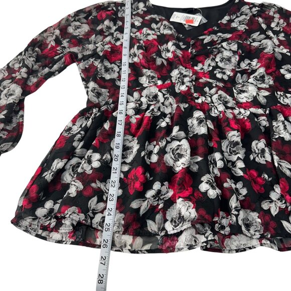 Torrid Womens Pullover Peplum Chiffon Floral Top Blouse Size 2X Multicolor - Picture 6 of 12